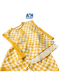 Bộ quần áo ngắn unisex họa tiết Caro vàng cotton - AICDBT4VX6RE - AIN Closet