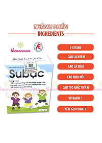 Cốm Su Bạc - Tăng cường sức đề kháng, hệ miễn dịch cho bé - Subac từ lysine, cao lá xoài, vitamin C