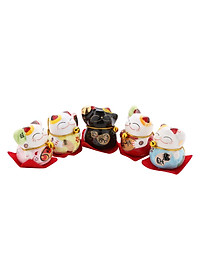 Bộ tượng ngũ mèo thần tài mini - Hàng chính hãng