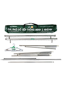 GIÁ PHƠI ĐỒ 2 NHÁNH DUY LỢI INOX - TẶNG 10 MÓC ÁO KÉP NHỰA CAO CẤP DUY LỢI