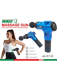 Súng (Máy) Massage Cầm Tay Nikio NK-170B - 6 Đầu Matxa, 5 Chế Độ, 6 Tốc Độ Mát Xa, Pin Sạc Không Dây 2000mAh - Hỗ Trợ Giảm Đau Nhức Và Giãn Cơ Toàn Thân, Công Nghệ Bộ Gõ Thế Hệ Mới