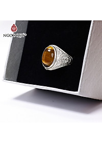 Nhẫn bạc nam mắt đá thạch anh mắt hổ ni19 mệnh thổ, kim - Ngọc Quý Gemstones