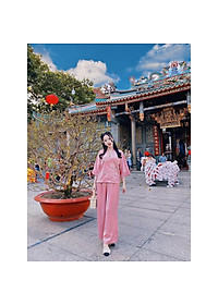 Bộ Đi Lễ Chùa - Đồ Lam Nữ Đi Chùa Đẹp Cao Cấp Trang Nhã Vải Lụa Hoa Nổi 2021 Dành Cho Phật Tử AL002