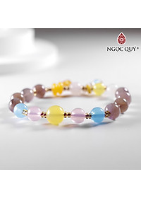 Vòng đá chalcedony đa sắc 8mm phối charm - Ngọc Quý Gemstones