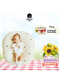 Gối chống trào ngược cho bé Rototo Bebe cao cấp nhập khẩu Hàn Quốc khắc phục tình trạng trào ngược dạ dày trẻ sơ sinh hiệu quả - Loại Cotton cao cấp mềm mại, thấm hút mồ hôi tốt 