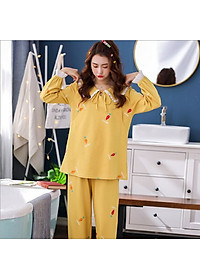 Bộ Đồ Bầu Và Sau Sinh Dài Tay Azuno AZ30 Mặc Nhà Thu Đông Chất Cotton Mềm Mại Có Thiết Kế Cho Con Bú