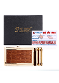 HJ9119-20-21 - Đầu khóa da bò Huy Hoàng 3,5 phân đầu vàng màu đen, nâu, vàng bò