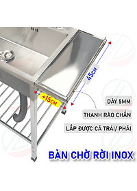 COMBO Chậu Rửa Bát Có Chân Kèm Kệ Úp Chén Đa Năng - Gồm chậu 1 hộc đơn nhiều kích thước, kệ chén 1 tầng, vòi lạnh Luxta và phụ kiện