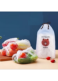 Màng bọc thực phẩm đa năng có chun co giãn thông minh ( Set 100 cái tặng kèm túi gấu dễ thương)