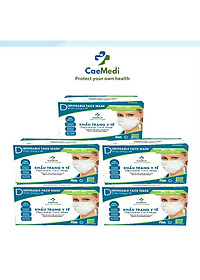 COMBO 5 HỘP Khẩu trang y tế CAEMEDI 3 lớp TRẮNG Cao cấp, kháng khuẩn, lọc bụi bẩn đạt chuẩn BFE, FDA xuất khẩu Hoa Kỳ - Hộp 50 cái