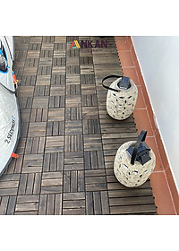 Vỉ Gỗ Lót Sàn Ban Công Thương Hiệu ANKAN Gu Màu Đen 12 Nan, Ván Lót Sàn Gỗ Tự Nhiên Dùng Để Lót Sân Vườn, Hồ Bơi, Phòng Spa, Siêu Bền, Chịu Nước Tốt, Chống Trơn Trượt, Tiêu Chuẩn Xuất Khẩu