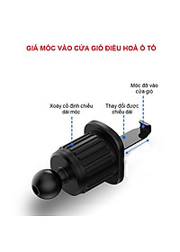 Giá Đỡ Điện Thoại Kẹp Cửa Gió Ô Tô Chất  Liệu Nhựa ABS Cao Cấp, Giá Đỡ Điện Thoại Móc Điều Hoà Ô Tô Xoay 360 Độ
