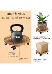 Đế Lót Để Chậu Cây Có Bánh Xe ANKAN 40cm Làm Giá Đỡ Kệ Hoa Cây Cảnh, Màu Vàng Nắng, Chịu Tải 120Kg
