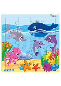 05 bộ tranh xếp hình 20 mảnh size 17x17cm – đồ chơi trí tuệ cho bé từ 2 tuổi – Combo Động vật dễ thương 2