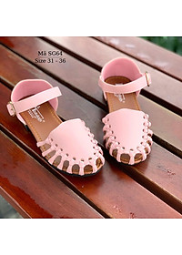 Dép sandal bé gái BIBIKIDS rọ bít mũi màu hồng kiểu dáng búp bê duyên dáng phong cách Hàn Quốc 6 - 12 tuổi SG64