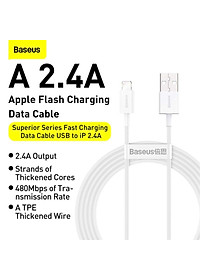 Cáp sạc Baseus Superior Series sạc nhanh dùng cho iPhone (2.4A, 480Mbps, Fast charge, ABS/ TPE Cable) - Hàng chính hãng
