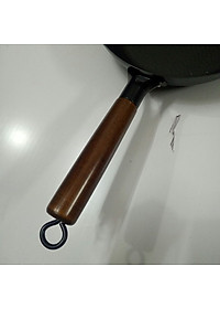 Chảo Thép Rèn Vân Búa Chống Dính Tay Cầm Gỗ Kiểu Nhật Sâu Lòng  Size 28cm Dùng Được Bếp Từ