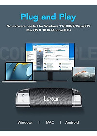 Đầu đọc thẻ nhớ Lexar RW310X Dual-Slot SD / MicroSD USB 3.2 Type-C và Type-A, tốc độ đọc 170Mb/s - Hàng chính hãng BH 12 tháng