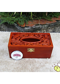 Hộp Đựng Giấy Ăn TOKDODO Gỗ Tự Nhiên Đục Chạm Long Phụng