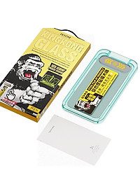 Kính Cường Lực KingKong Có Khung Tự Dán, Ngăn Bụi Loa Dành Cho iPhone - Full Hộp, Dán Full Màn - Hàng Chính Hãng
