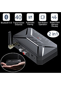 ROGTZ - Bộ Thu Phát Bluetooth 5.0 2 in 1 R22 - Chế độ chuyển đổi linh hoạt, Âm Thanh HD, Độ Trễ Thấp, Khoảng Cách 40m, Hỗ trợ aptX HD, Chip thông minh, Cổng kết nối đa dạng RCA AUX USB - Hàng Chính Hãng