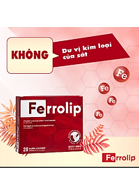 Sắt Bột Buccal Tan Ngay Trong Miệng Ferrolip ( hộp 20 gói) dự phòng thiếu máu cho người lớn, mẹ bầu 
