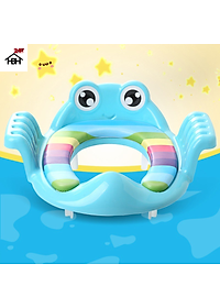 Bệt lót bồn cầu có tay vịn hình chú ếch, thu nhỏ bồn cầu cho bé ngồi vệ sinh ( Giao mầu ngẫu nhiên )