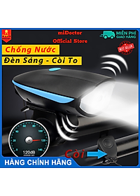 Đèn xe đạp thể thao miDoctor siêu sáng có còi pin sạc usb led T6 chống nước - Đèn còi xe đạp có 3 chế độ sáng còi to - Chính hãng miDoctor