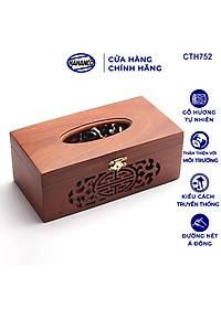 Hộp Giấy Ăn Bằng Gỗ Hương (Cỡ lớn - đủ mẫu) Đục Khắc Hoa Văn Tinh Xảo/Độc Đáo