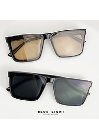 Kính Râm, Kính Mát Nam Nữ, Mắt Phẳng Vuông Trơn, Đen, Nâu Phong Cách Hàn Quốc - BLUE LIGHT