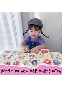 Đồ Chơi Trẻ Em - Đồ Chơi Xếp Hình - Combo 4 Bảng Núm Gỗ Cho Bé