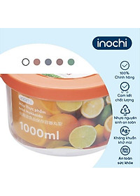 Hộp thực phẩm tròn Inochi - Hokkaido 1000ml màu Xanh/Hồng/Cam