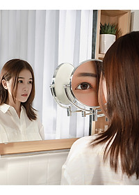 Gương trang điểm phóng đại 3 lần, xoay 360 độ, 2 mặt siêu nét, treo tường phòng tắm, phòng ngủ, Khách sạn, resort, Inox SUS 304, Size 15cm, 18cm, 20cm, Minh House