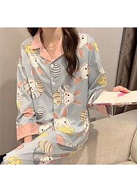 Bộ Pijama Nữ MỚI 2021 Bộ Đồ Ngủ Bộ Mặc Nhà Pijama Quần Dài Tay Dài Thu Đông Chất Mềm Mịn Mặc Thoải Mái Họa Tiết Cute