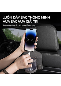 Móc Treo Đa Năng Có Hộc Đựng Ly Trên Ô Tô CIND BO-L021 Bằng Kim Loại Bọc Da Lộn Màu Xám Sang Trọng Cho Nội Thất Xe - Nhập Khẩu Chính Hãng