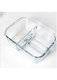 Thố thuỷ tinh đựng cơm 3 ngăn tặng kèm bộ đũa thìa Inox( giao mầu ngẫu nhiên )