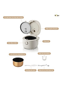 Nồi Cơm Điện Tử Bear 3L Lòng Nồi 5 Lớp Đa Năng Nấu Cơm Nấu Cháo Hầm Hấp Hâm Nóng Hẹn Giờ Lên Đến 12 Tiếng SB-NC30A - HÀNG CHÍNH HÃNG