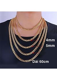 TẶNG NHẪN - Dây chuyền nam titan mạ vàng BHDC192- 4mm/5mm