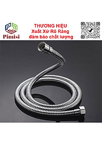 Dây vòi hoa sen tắm nóng lạnh Pimisi bằng inox 304 với đầu dây đồng thau không gỉ phù hợp với mọi sen tắm trong nhà vệ sinh dài 150cm chống xoắn - mạ xi sáng bóng - ống mềm cấp nước và dùng được cho cả vòi xịt nhà vệ sinh phòng tắm | Hàng chính hãng