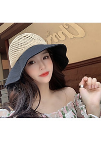 Nón nữ đi biển đẹp mũ rộng vành chống nắng UV cho nữ chất liệu cói vải gấp gọn dona2203204