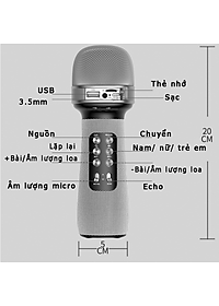Micro Karaoke Bluetooth Kèm Loa cao cấp kết nối Bluetooth, thẻ nhớ, USB pin sạc - Hàng chính hãng