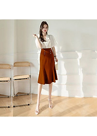 Chân Váy Nữ Công Sở New Design Thiết kế Dáng Váy Đuôi Cá ,Dài 64cm, Phối Nút Kiểu Phom Ôm Body Gợi Cảm, Vải Tốt  Co Giãn CV0015
