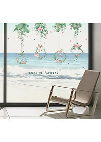 Decal giấy dán tường vòng hoa treo XC9053