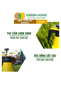 Bình Tưới Cây GreenHome, Dudaco, 2 Lít, Thân Bình Dày, Phun Xa 2 Chế Độ, Bơm Nhẹ Tay, Bình Tưới Cây Phun Sương, Bền, Đẹp