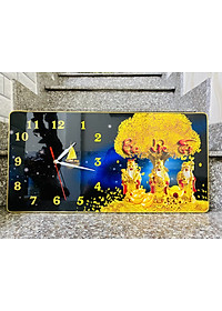 Tranh đồng hồ tráng gương treo tường phúc lộc thọ tranh cây kim tiền bo viền khung tặng pin và đinh 3 chân BIN DECOR