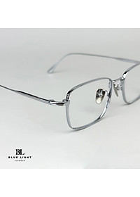 Gọng Kính Cận Giả Cận Nam Nữ Cao Cấp Titanium BLUE LIGHT, Mắt Chữ Nhật Nhỏ Dày Dặn, Nhẹ Dẻo Bạc, Đen