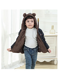 Áo khoác trẻ em, áo phao cho bé cao cấp (LOẠI 1) lót lông cừu toàn bộ bên trong cực ấm mũ tai gấu dễ thương size từ 9-27kg AK4