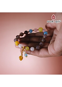 Vòng đá chalcedony đa sắc 8mm phối charm - Ngọc Quý Gemstones