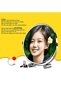 Gương trang điểm phóng đại 3 lần, xoay 360 độ, 2 mặt siêu nét, để bàn, Inox 304, Size 18cm, 20cm, Minh House G31