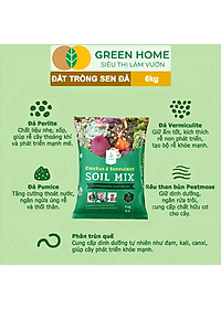 Đất Trồng Sen Đá Greenhome, Soil Mix, Bao 6kg, Trộn Sẵn, 85% Đá Khoáng, Phát Rễ Nhanh, Lên Màu Nhanh, Thoát Nước Tốt